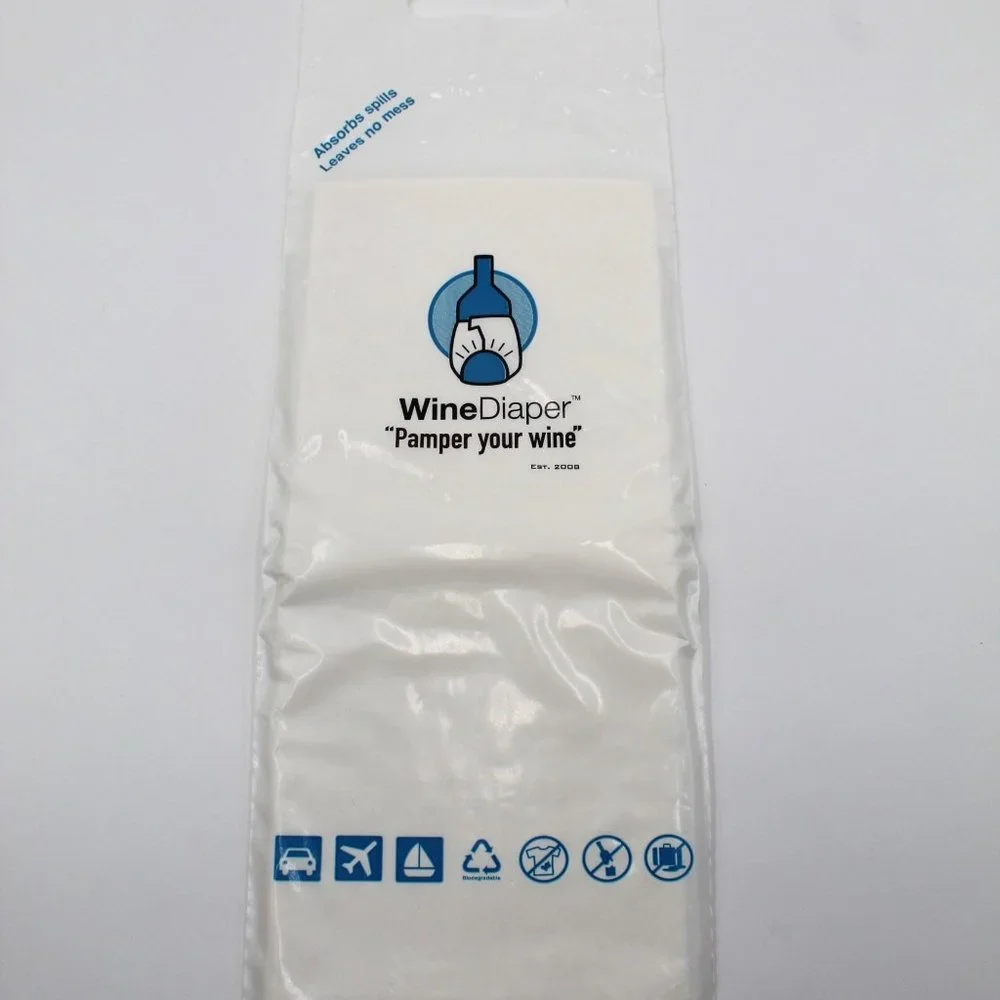 1 Piece Wine Diaper Reusable Protective And Absorbent Wine Bottle Bag Sleeve NEW